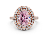 Rose gold Double Halo Fancy Pink Oval  Diamond Pave Band with Four-Prong Setting_43