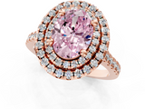 Rose gold Double Halo Fancy Pink Oval  Diamond Pave Band with Four-Prong Setting_44