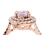 Rose gold Double Halo Fancy Pink Oval  Diamond Pave Band with Four-Prong Setting_47
