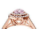 Rose gold Double Halo Fancy Pink Pear -Shaped Split Shank Diamond Ring with Prong Setting_19