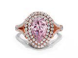 Rose gold Double Halo Fancy Pink Pear Cut Diamond Split Shank Engagement Ring with Four-Prong Setting_3