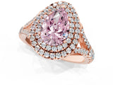 Rose gold Double Halo Fancy Pink Pear Cut Diamond Split Shank Engagement Ring with Four-Prong Setting_4