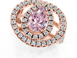 Rose gold Double Halo Fancy Pink Pear Cut Diamond Split Shank Prong Setting Ring_1