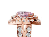 Rose gold Double Halo Fancy Pink Pear Cut Diamond Split Shank Prong Setting Ring_5