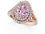 Rose gold Double Halo Fancy Pink Pear  Cut Diamond Split Shank Ring with Four Prong Setting_21