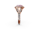 Rose gold Double Halo Fancy Pink Pear  Cut Diamond Split Shank Ring with Four Prong Setting_22