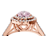 Rose gold Double Halo Fancy Pink Pear  Cut Diamond Split Shank Ring with Four Prong Setting_24