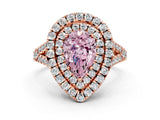 Rose gold Double Halo Fancy Pink Pear  Cut Pave Split Shank Prong Set Ring_15