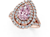 Rose gold Double Halo Fancy Pink Pear  Cut Pave Split Shank Prong Set Ring_16