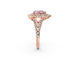 Rose gold Double Halo Fancy Pink Pear  Cut Pave Split Shank Prong Set Ring_17