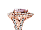 Rose gold Double Halo Fancy Pink Pear  Cut Pave Split Shank Prong Set Ring_20