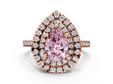 Rose gold Double Halo Fancy Pink Pear  Diamond Pave Band with Four-Prong Setting_48