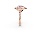 Rose gold Double Halo Fancy Pink Pear  Diamond Pave Band with Four-Prong Setting_50