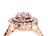 Rose gold Double Halo Fancy Pink Pear  Diamond Pave Band with Four-Prong Setting_52