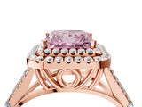 Rose gold Double Halo Fancy Pink Princess -Shaped Split Shank Diamond Ring with Prong Setting_19