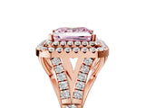 Rose gold Double Halo Fancy Pink Princess -Shaped Split Shank Diamond Ring with Prong Setting_20