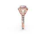 Rose gold Double Halo Fancy Pink Princess Cut Diamond Split Shank Engagement Ring with Four-Prong Setting_5