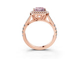 Rose gold Double Halo Fancy Pink Princess Cut Diamond Split Shank Engagement Ring with Four-Prong Setting_6