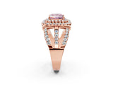 Rose gold Double Halo Fancy Pink Princess Cut Diamond Split Shank Pave Set Ring_5