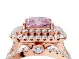 Rose gold Double Halo Fancy Pink Princess Cut Diamond Split Shank Pave Set Ring_7