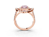 Rose gold Double Halo Fancy Pink Princess Cut Diamond Split Shank Prong Setting Ring_3