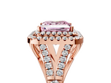 Rose gold Double Halo Fancy Pink Princess  Cut Diamond Split Shank Ring with Four Prong Setting_5