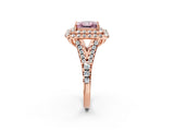 Rose gold Double Halo Fancy Pink Princess  Cut Pave Split Shank Prong Set Ring_17