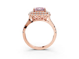 Rose gold Double Halo Fancy Pink Princess  Cut Pave Split Shank Prong Set Ring_18