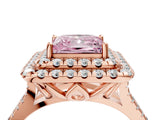 Rose gold Double Halo Fancy Pink Princess  Cut Pave Split Shank Prong Set Ring_19