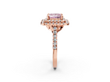 Rose gold Double Halo Fancy Pink Princess  Diamond Pave Band with Four-Prong Setting_20
