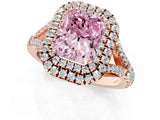 Rose gold Double Halo Fancy Pink Radiant -Shaped Split Shank Diamond Ring with Prong Setting_16