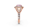 Rose gold Double Halo Fancy Pink Radiant -Shaped Split Shank Diamond Ring with Prong Setting_17