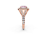 Rose gold Double Halo Fancy Pink Radiant Cut Diamond Split Shank Engagement Ring with Four-Prong Setting_5