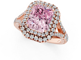 Rose gold Double Halo Fancy Pink Radiant  Cut Diamond Split Shank Ring with Four Prong Setting_21