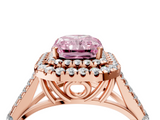 Rose gold Double Halo Fancy Pink Radiant  Cut Diamond Split Shank Ring with Four Prong Setting_24
