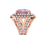 Rose gold Double Halo Fancy Pink Radiant  Cut Diamond Split Shank Ring with Four Prong Setting_25