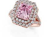 Rose gold Double Halo Fancy Pink Radiant  Cut Pave Split Shank Prong Set Ring_16