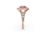 Rose gold Double Halo Fancy Pink Radiant  Cut Pave Split Shank Prong Set Ring_17