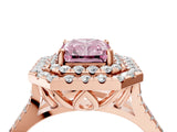 Rose gold Double Halo Fancy Pink Radiant  Cut Pave Split Shank Prong Set Ring_19