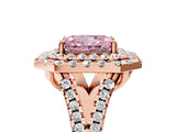Rose gold Double Halo Fancy Pink Radiant  Cut Pave Split Shank Prong Set Ring_20