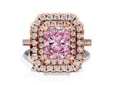 Rose gold Double Halo Fancy Pink Radiant  Diamond Pave Band with Four-Prong Setting_43