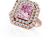Rose gold Double Halo Fancy Pink Radiant  Diamond Pave Band with Four-Prong Setting_44