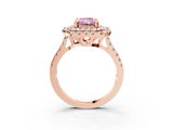 Rose gold Double Halo Fancy Pink Radiant  Diamond Pave Band with Four-Prong Setting_46