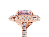 Rose gold Double Halo Fancy Pink Radiant  Diamond Pave Band with Four-Prong Setting_48