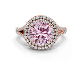 Rose gold Double Halo Fancy Pink Round Cut Diamond Split Shank Engagement Ring with Four-Prong Setting_3