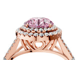 Rose gold Double Halo Fancy Pink Round Cut Diamond Split Shank Engagement Ring with Four-Prong Setting_7