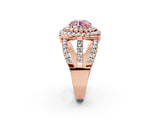 Rose gold Double Halo Fancy Pink Round Cut Diamond Split Shank Pave Set Ring_5