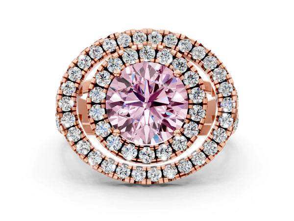 Rose Gold Round Halo Engagement Ring Setting for Fancy Pink Center - Design RJ-762