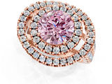 Rose gold Double Halo Fancy Pink Round Cut Diamond Split Shank Prong Setting Ring_1