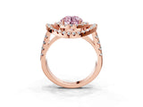 Rose gold Double Halo Fancy Pink Round Cut Diamond Split Shank Prong Setting Ring_3
